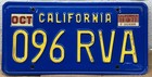 1977 California License Plate Pair # 096 RVA — photo 1