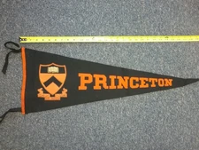 Vintage Princeton University Wool Felt Leather Pyrography Pennant VGC 11" by 29"
