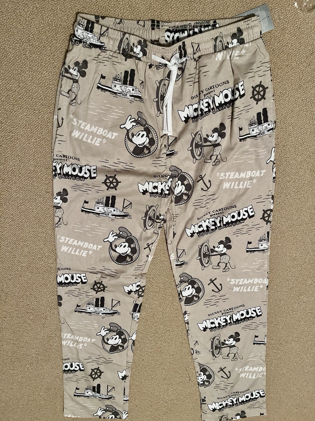Pantalones de pijama para hombre Disney Steamboat Willie, Mickey Mouse talla mediana