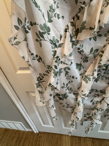 $495 MISA Los Angeles ILYSA MID-LENGTH DRESS Size Med White Floral Sage - Picture 7 of 13