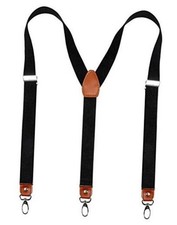Mens 1 Inch Suspender with Leather Joint and 3 Swivel 43.7" L 1" W Black