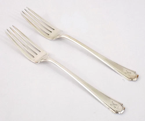 Towle Sterling Silver Lady Constance 2 Dinner Forks Monogram "M" 1922