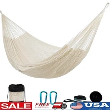 Durable Handwoven Portable Hammock Two W/ Eco-Friendly Straps & Carabiners New