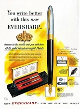 1951 EVERSHARP FOUNTAIN PEN Large Vintage Print Ad Fine Writing Instrument