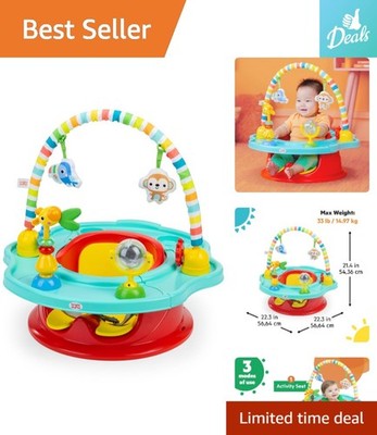 Versatile Playful Paradise Baby Seat - 6 Sensory Toys & 3-Point Harness Safety