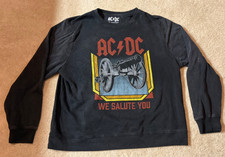 AC/DC Black Graphic Sweatshirt With Cannon Print  "We Salute You" XL Faded