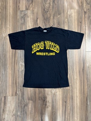 Vintage Y2K 2005 Hog Wild National Champs Runner Up Wrestling Black Shirt Medium