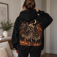 Vintage Skeleton Witches Hoodie, Dancing Witches Halloween Sweatshirt