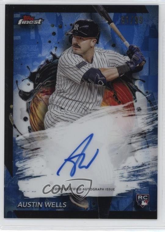 2024 Topps Finest Finest Auto Blue Refractor /99 Austin Wells #FA-AWE Auto 0a6