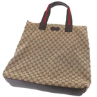 GUCCI GG Canvas Sherry Line Web Stripe Used Tote Handbag Beige 131233 #EM341 H