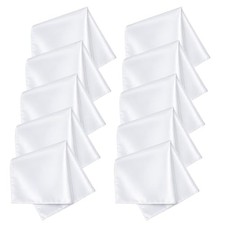 Mens Pocket Square, 10 Pcs White Silk Handkerchief for Men Satin Hankies for