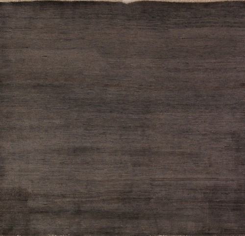 Handmade Solid Gabbeh Square Rug 6x6 Brown / Charcoal Modern Wool Carpet - Picture 1 of 18