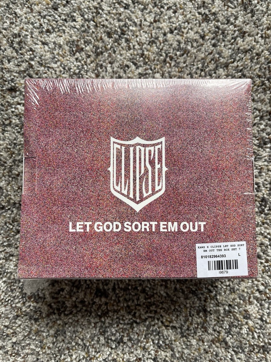 KAWS X CLIPSE LET GOD SORT EM OUT TEE BOX SET '7' - BLACK/ WHITE