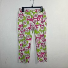 Lilly Pulitzer Vintage Hibiscus French Fried Lioness Sun Print Capris Size 6