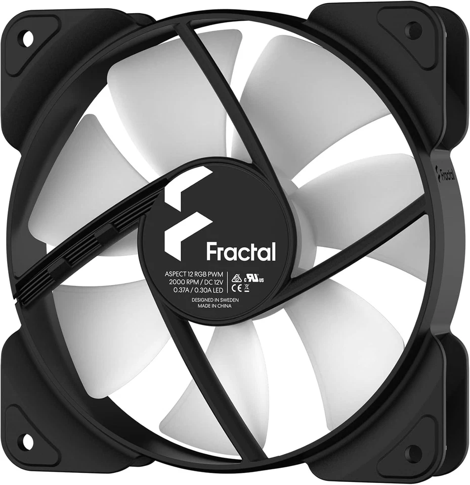 Fractal Design Aspect 12 RGB 120 mm PWM Wide 500-2000 RPM Range Black Frame 3-pa - Image 3 of 4