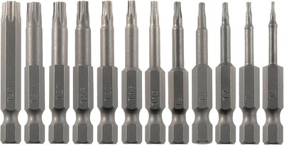 Torx Security Screwdriver Bit Set T5-T40 12PCS 1/4 Inch 12 TX / 2 inch, Grey 