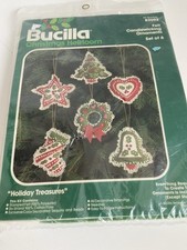 Bucilla Christmas Heirlooms Felt Candlewicking Ornaments Set of 6 82092 Jeweled