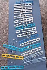 19 Vintage Tamor Type Plastic Pants Skirts Clamp Hangers Assorted Colors