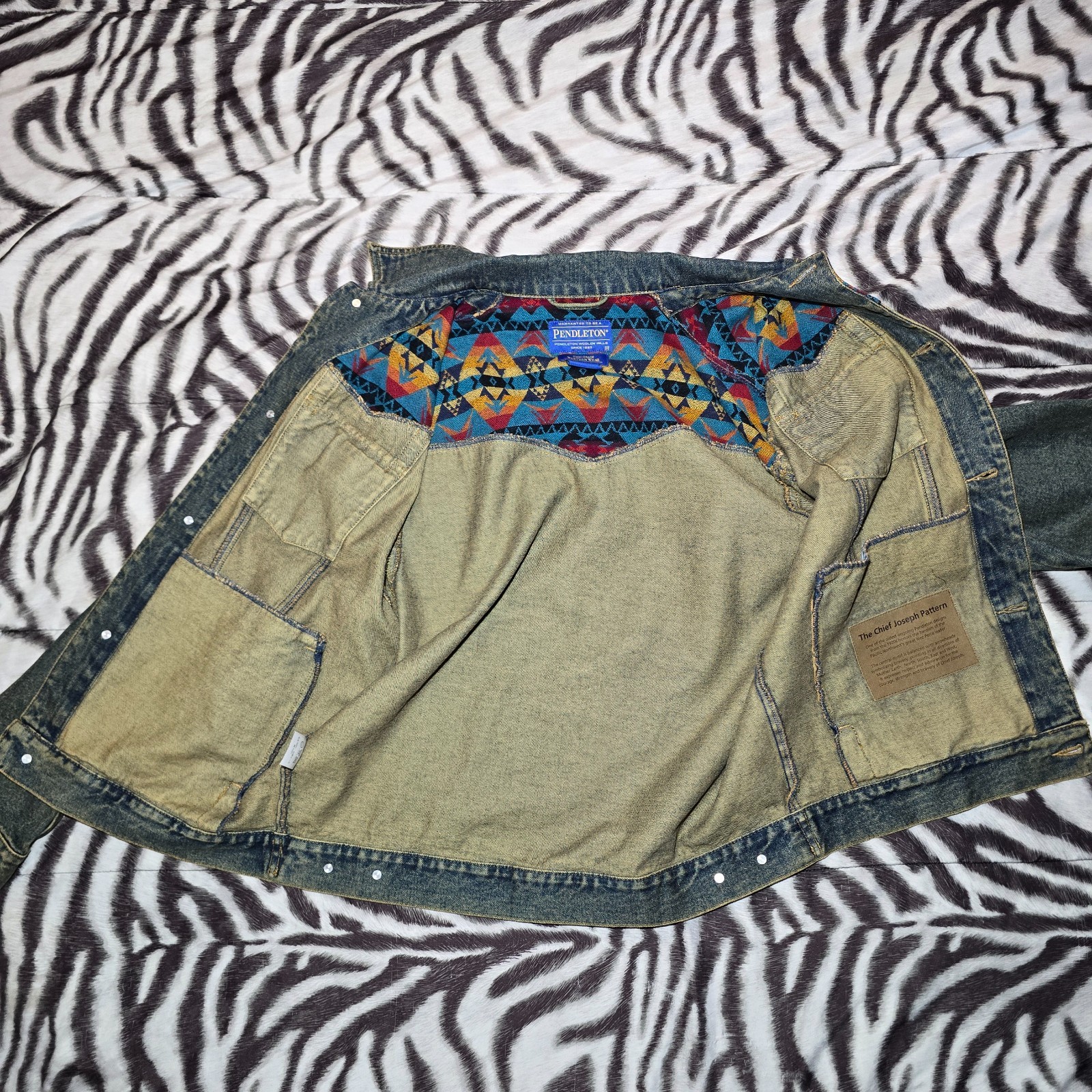 Pendleton Denim jacket wool shoulders Chief Josep… - image 8