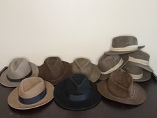 Vintage Indiana Jones Style Fedora Outback Hat Lot of 9 Wool Felt Mixed