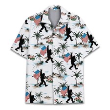 Bigfoot American Flag Hawaiian Shirt Men Women Sasquatch Bigfoot Hawaiian Shirt