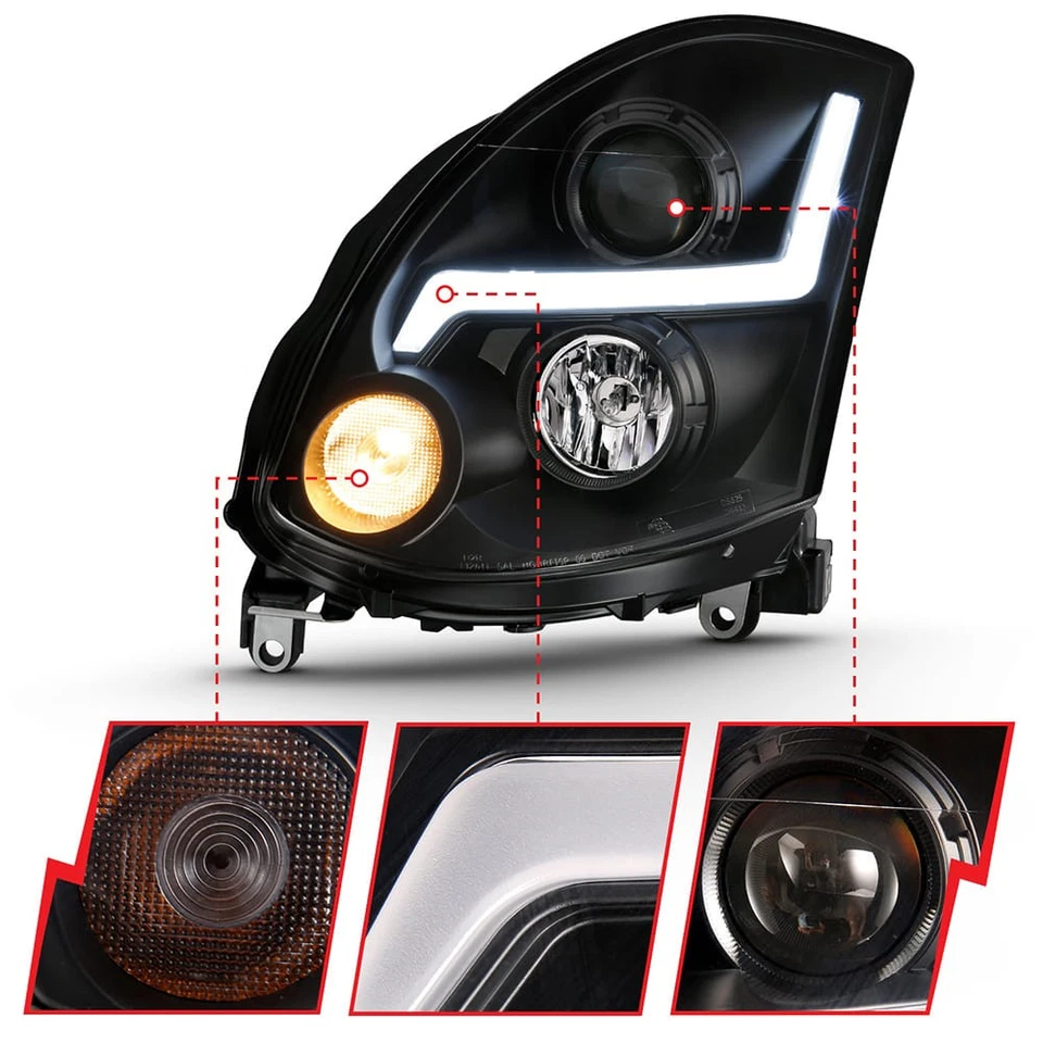 Juego de faros proyectores lentes transparentes negros para Infiniti G35 2003-2007 con HID Foto 4 de 4