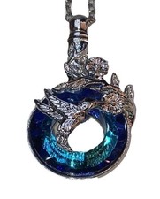 Hummingbird Blue Crystal Keepsake Memorial Necklace-Chamber For Urn Ash/Sand