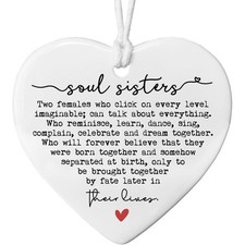 Soul Sister Gift Best Friend Birthday Present Ceramic Heart Keepsake Plaque for