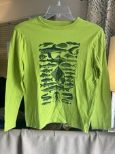 Gap Kids Size XL Everyday Green Long Sleeve T-Shirt W/ Shark Graphics- EUC