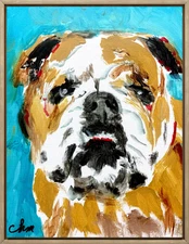 chm Original Art 12x16 Canvas "BULLDOG" EXPRESSIONISM HANDMADE SIGNED COLORFUL