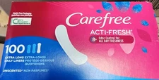 Lot Of 3 Packs Carefree Acti-Fresh Pantiliners Extra Long/Unscented Total 300