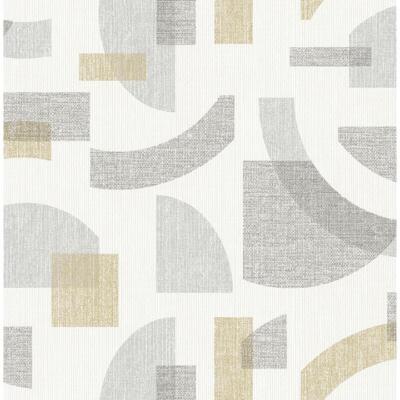 Wallpaper Modern Metallic Gold, Silver Geometric on Texture, 56 sq ft Bolt