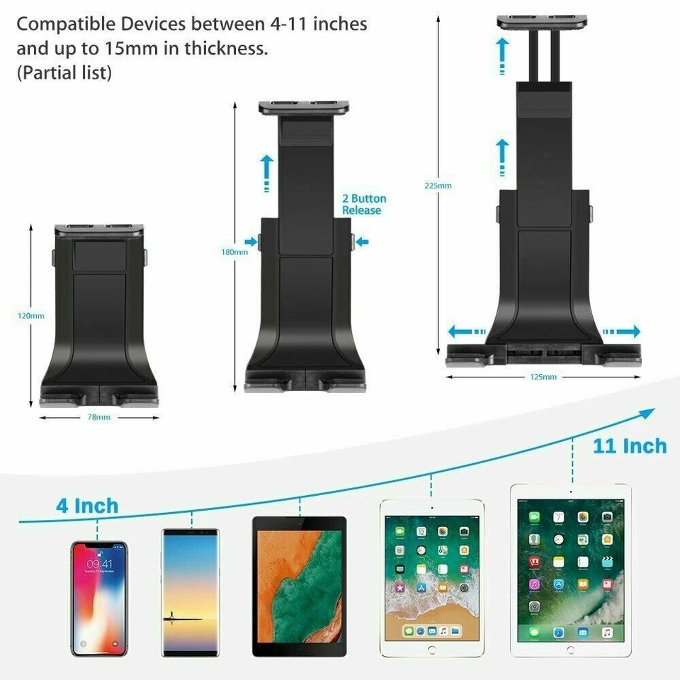 Universal Car Back Seat Headrest Mount Tablet Holder for iPad iPhone Samsung GPS - Image 4 of 4