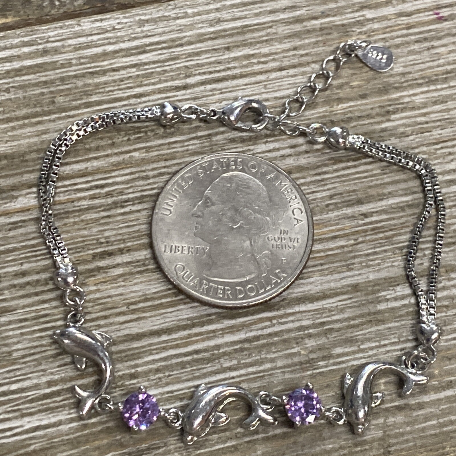 Dolphin Sterling Silver 925 Adjustable Bracelet W… - image 8