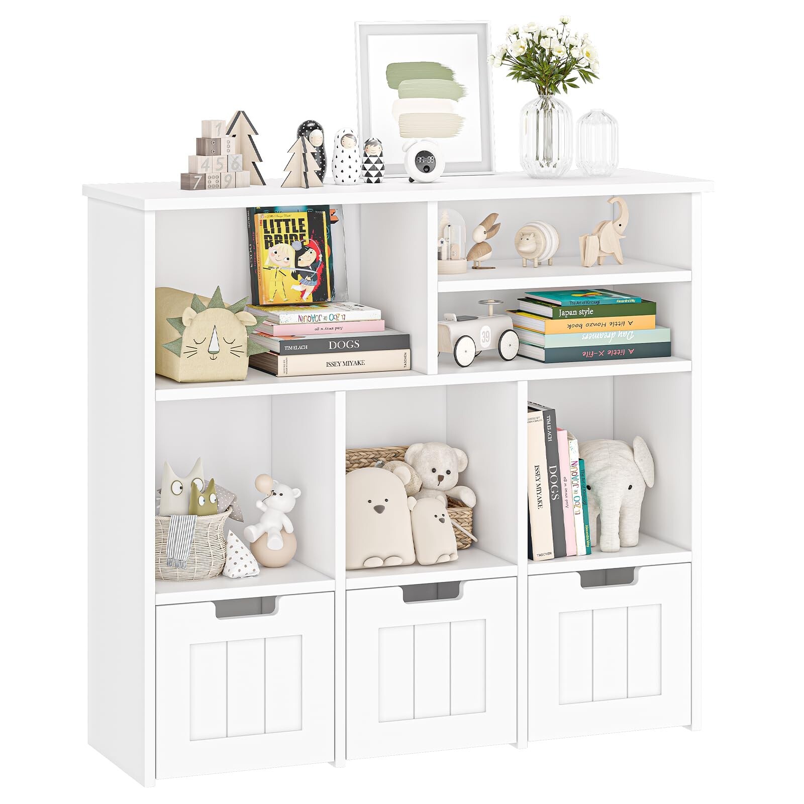 W/ 3 Drawers White