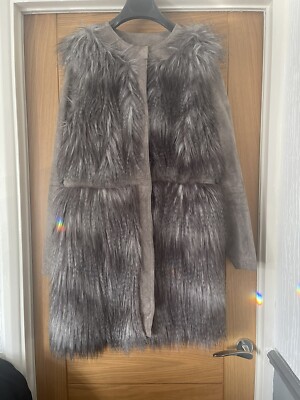 Marks And Spencer Limited Collection Suede Faux Fur Jacket size 14