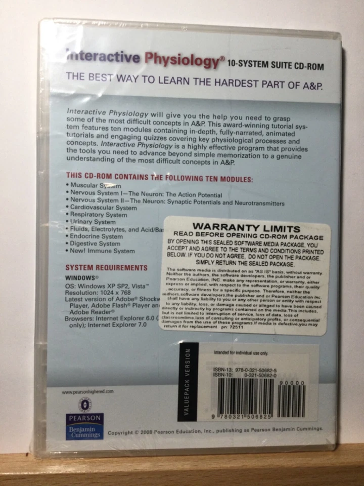 Interactive Physiology 10-System Suite CD-ROM by Pearson (2008) - Image 2 of 2