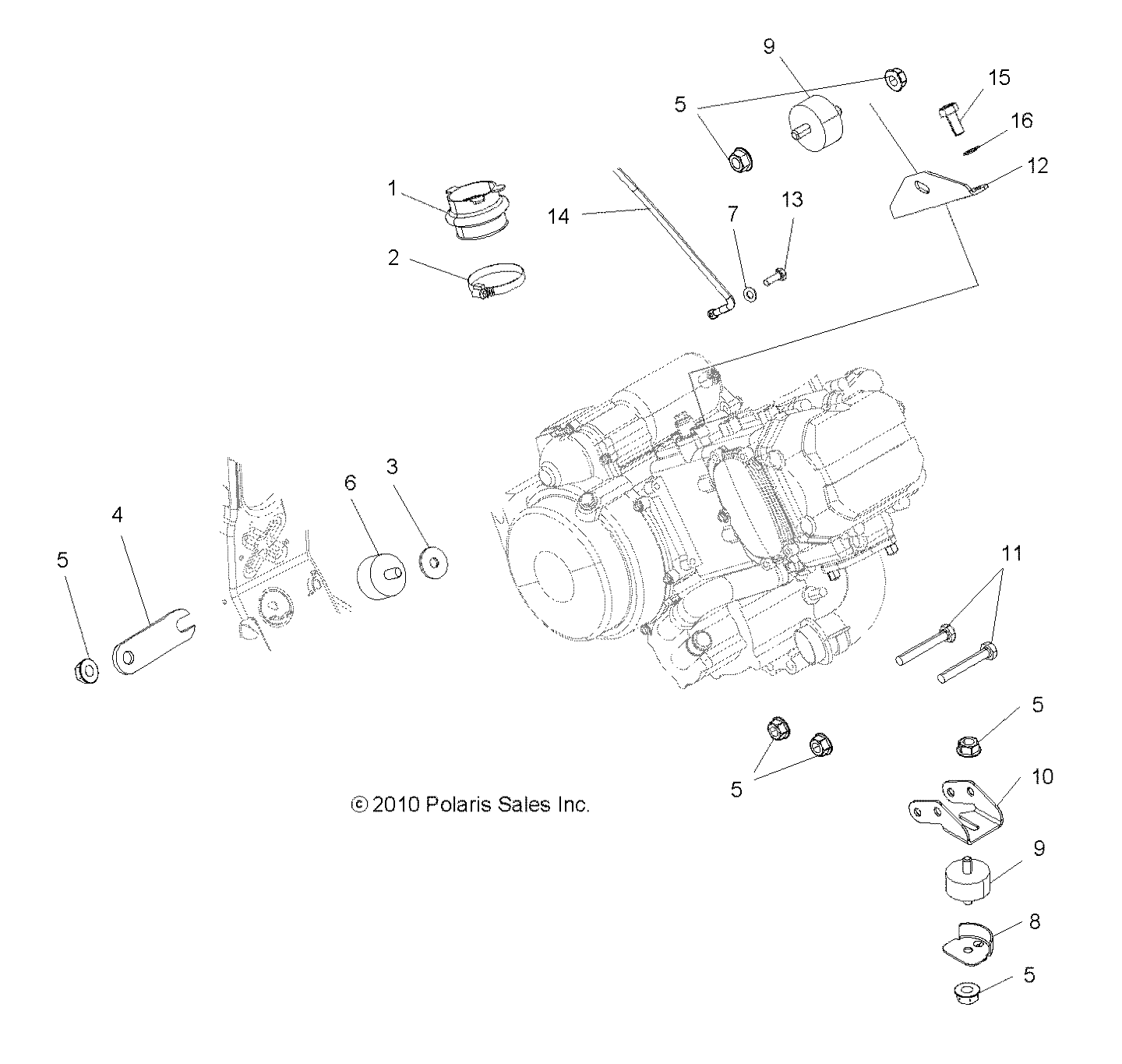 Polaris Engine Mount, Front , Genuine OEM Part 5254430, Qty 1
