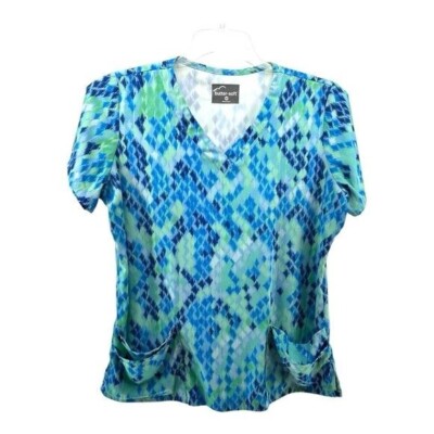 Butter Soft | M Medium Blue Print Top Shirt