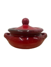 Made in Italy Terracotta Red Rustic Casserole Double Handled Soup Bowl Lid