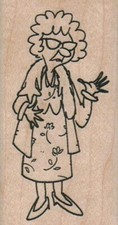 Crotchety Old Lady 1 3/4 x 3 1/4" Rubber Stamp, Woman Stamp, Lady Stamp