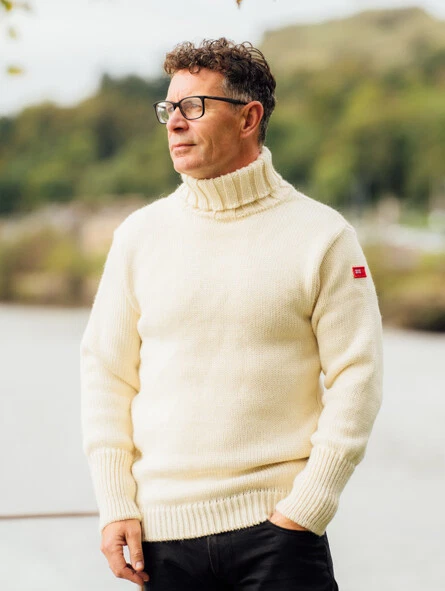 Cream, British Wool Roll Neck Sweater