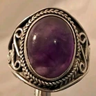 Vintage Sterling Silver CHUNKY Natural Purple AMETHYST Handmade Ring size 8.75