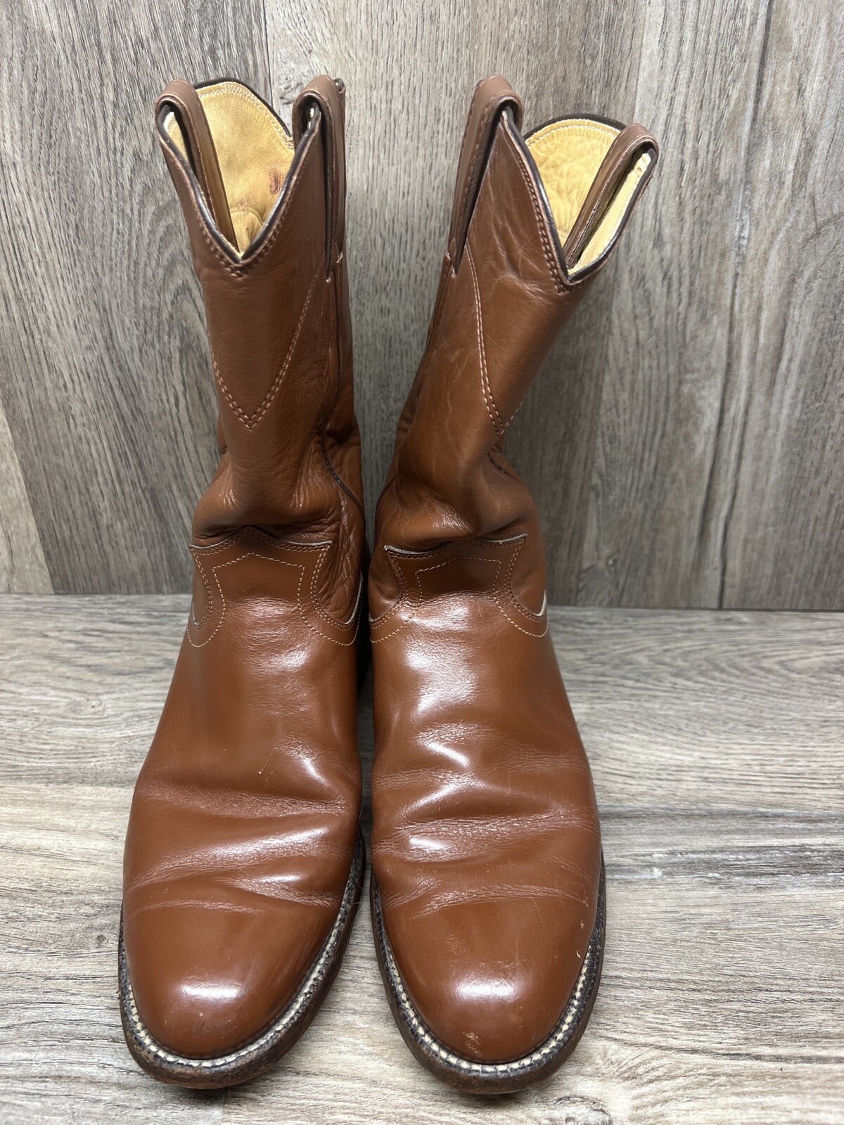 Justin BOOTS Western Roper Style 3802 Brown Leather Size 13 D P7/n4543
