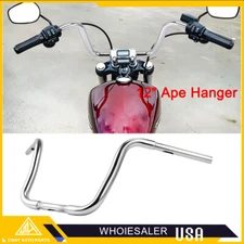 Chrome 12" Ape Hanger Handlebar For Harley Touring Softail Heritage Road King US