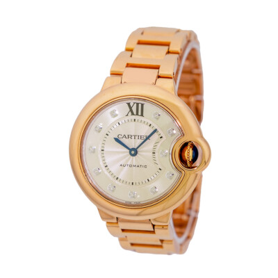 CARTIER 18K Rose Pink Gold 33mm Ballon Bleu de Cartier  Box Warranty MINTY 