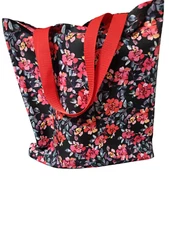 large reusable rose pattern shopping tote bag Handmade/unlined