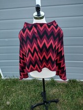 Missoni Vintage Heavy Knit Multicolor Zig Zag Poncho Italy OS