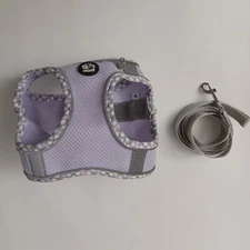 Medium Dog Harness And Leash Purple