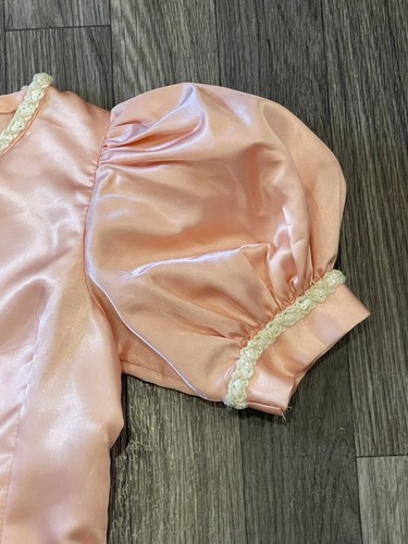 Handmade Vintage Girls Formal Party Wedding dress Peach Satin White sequins - Picture 4 of 12